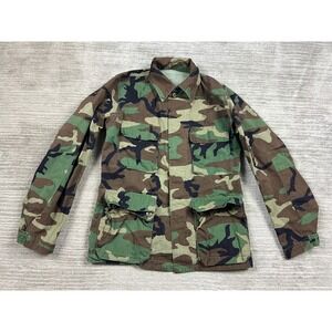 Military Issue Field Jacket Mens Small Green Woodland Camo Tactical Utility Coat